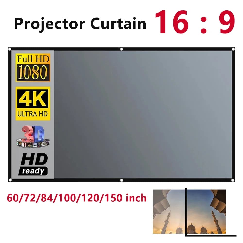 Semplice tenda per proiettore Set per la casa Display Schermo per proiezione Ufficio teatrale 16:9 HD per accessori per la camera da letto domestica