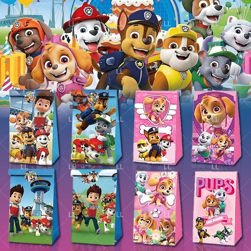 Paw Patrol Candy Kraft Paper Bags 12/24/36PCS Cartoon Puppy Child Birthday Party Supplies Cute Dog Pack Seal Kid Gift Decoration