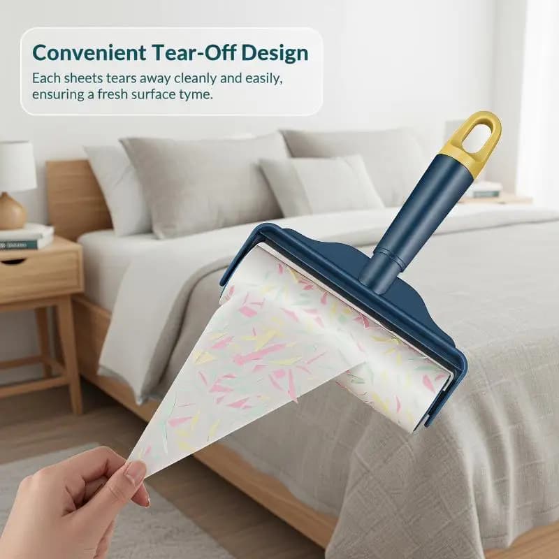 Sticky Lint Roller Brush Tearable Paper Extra Sticky Pet Hair Lint Remover for Clothes Bed Couch Office Daily Cleaning Use