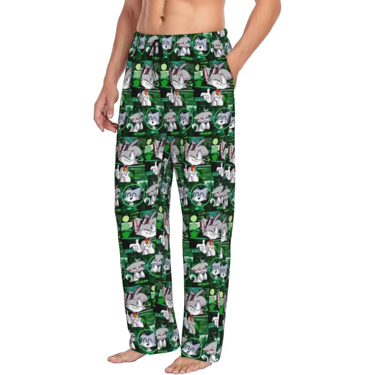Custom Cartoon Popular Funny Acenix Men Pajama Pants Lounge Sleep Sleepwear Bottoms with Pockets