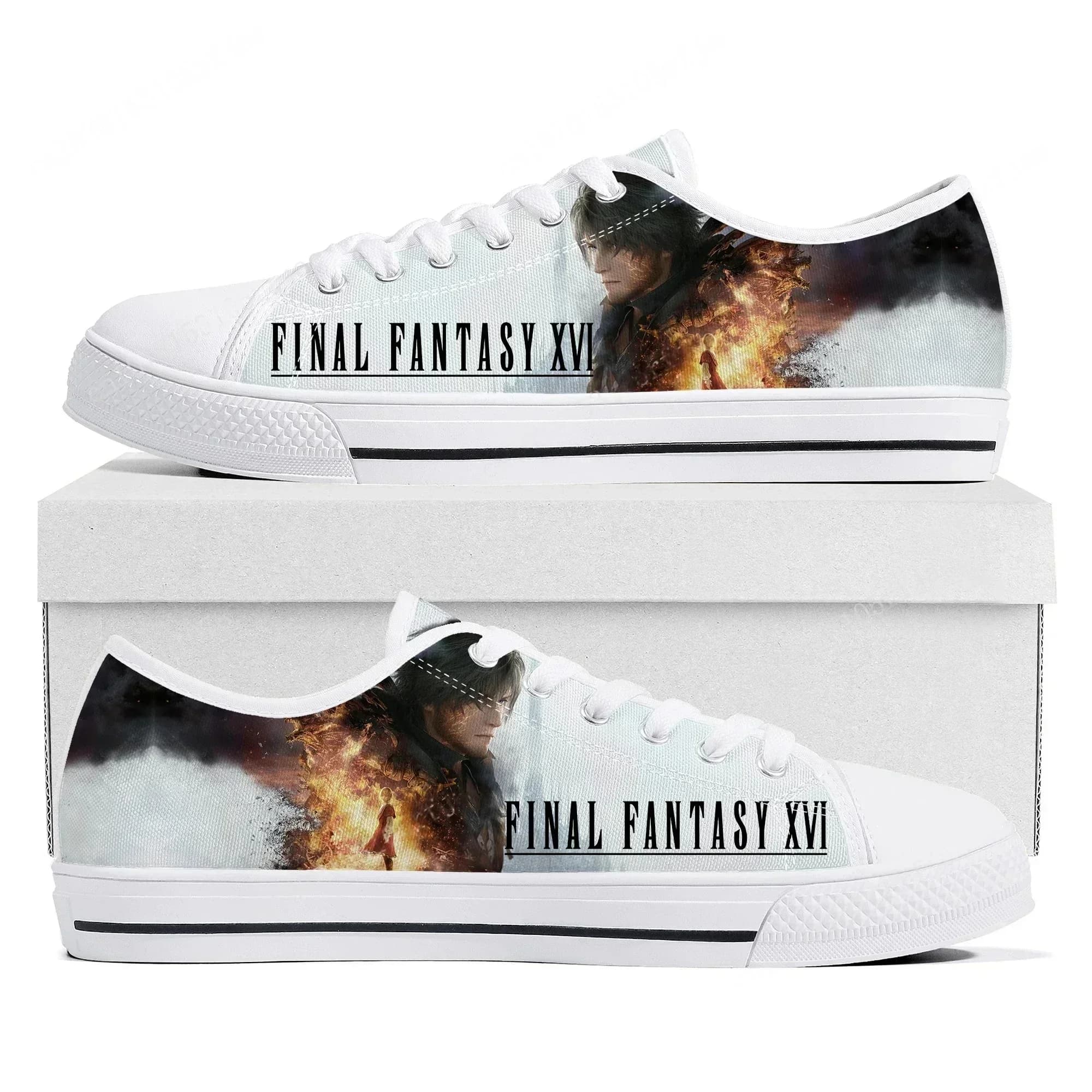 Sneakers basse Final Fantasy 16, in tela, alla moda, personalizzabili, per uomo, donna e teenager, ispirate al gioco dei cartoni animati