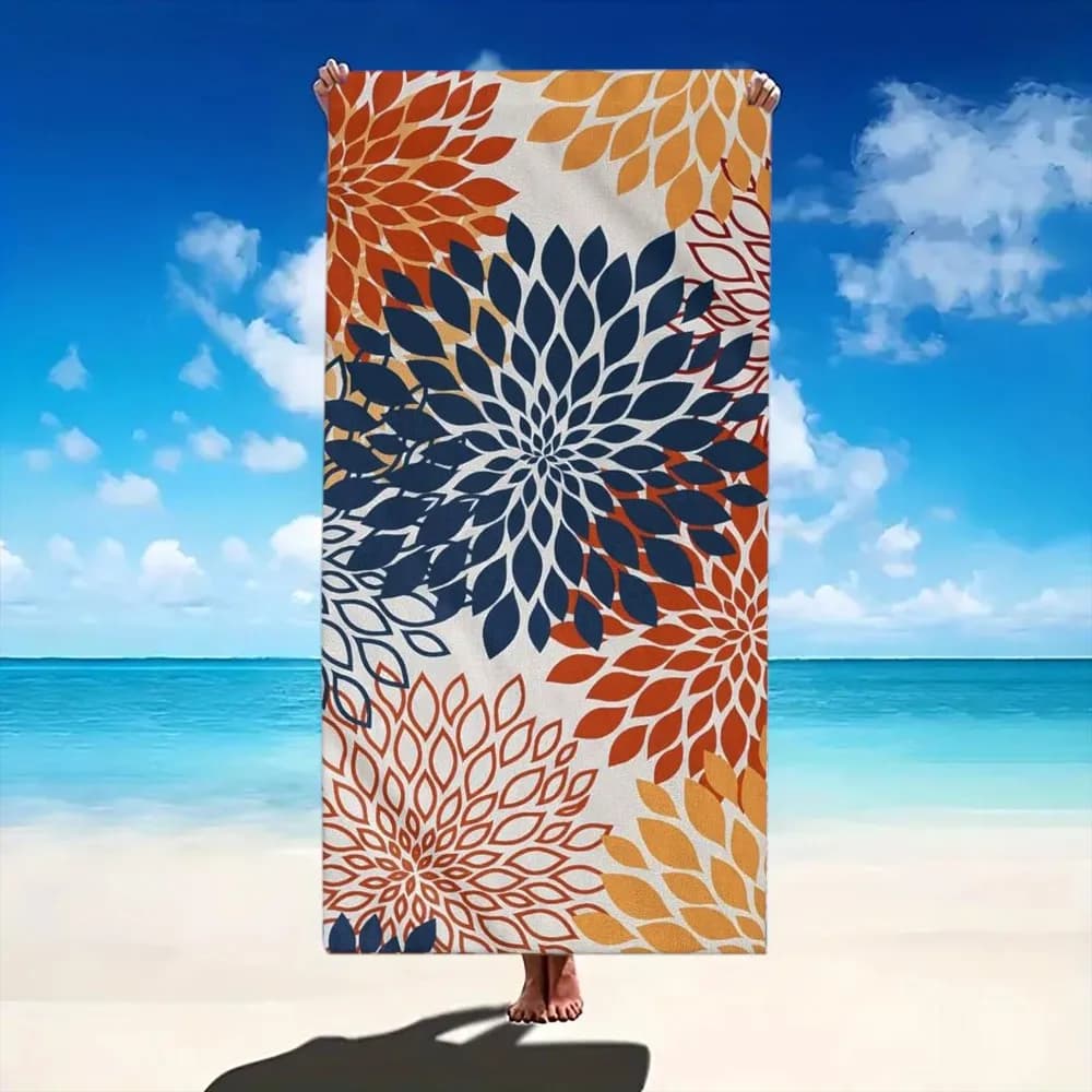 1 x Coperta da spiaggia super morbida con fiori di mandala e asciugamano da viaggio: motivo floreale vivido, poliestere ad asciugatura rapida, perfetta per lo yoga