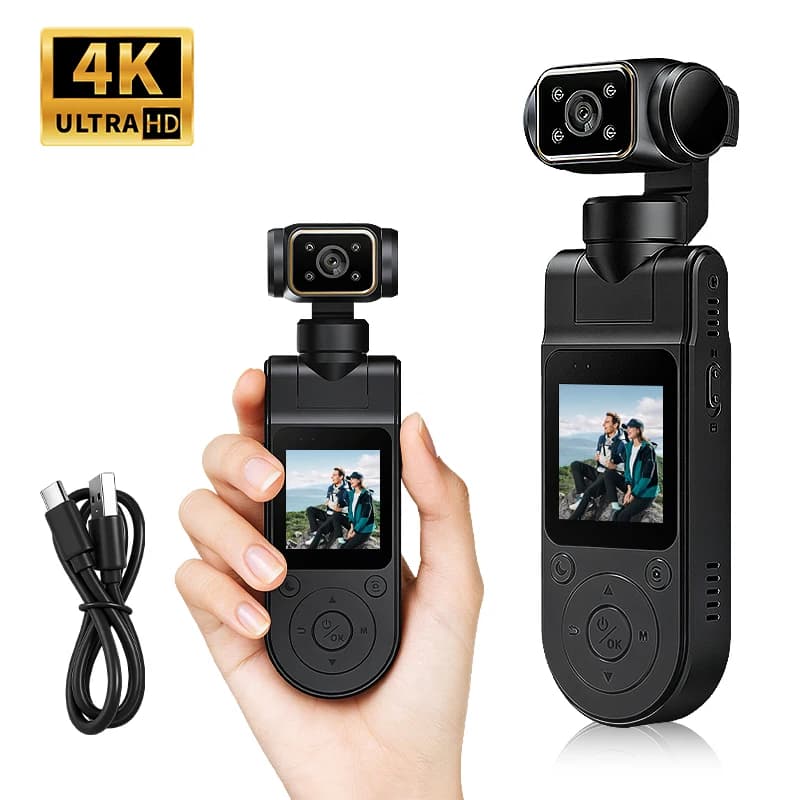 4K Mini Pocket Action Camera 360° Rotatable Lens WiFi 130° Wide Angle Night Vision Body Video Recorder for Sport Vlog Meeting