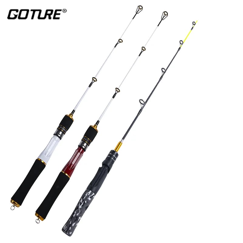 Canne da pesca sul ghiaccio Goture 2 pezzi M MH Power Fibra flessibile sensibile al vetro Canna solida Canna da pesca a mano in fibra di carbonio telescopica