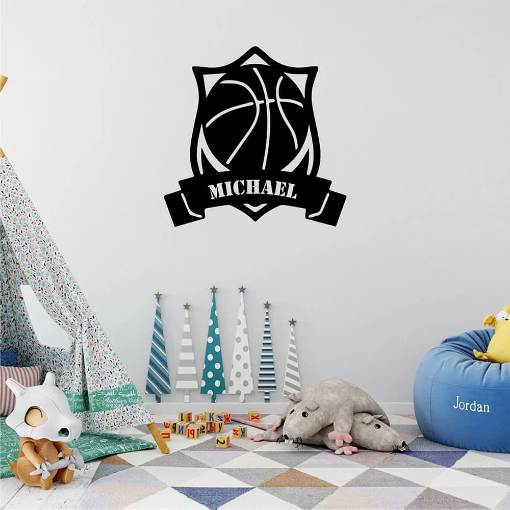 1PC Fashion Basketball Personalized Name Vinyl Wall Stickers Wallpaper For Bedroom Decor Wall Art Sticker Murals
