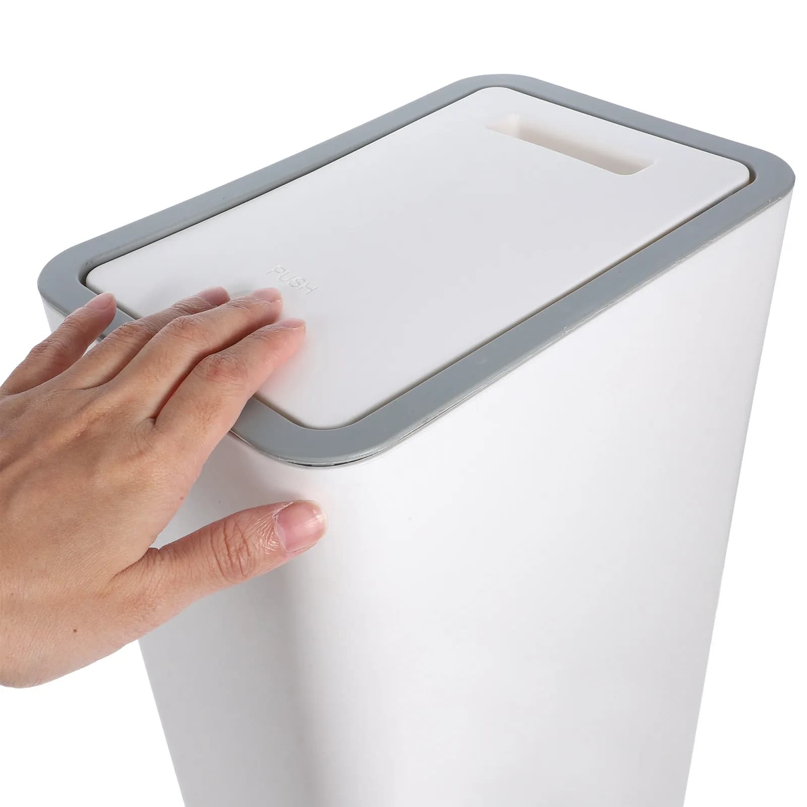 Narrow Plastic Trash Can with Lid Large Capacity Household Garbage Can for Bathroom Kitchen Office Waste Basket