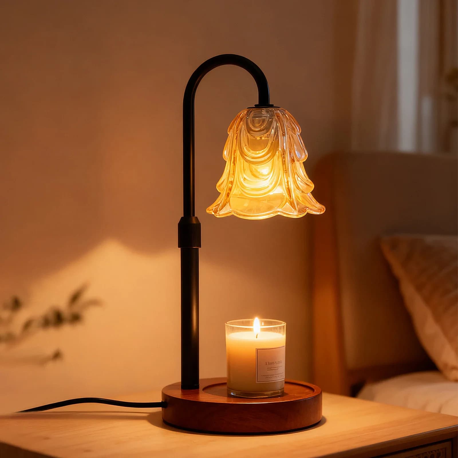 Lampada Scaldacera a Forma di Fiore Dimmerabile UK, Lampada Elettrica Decorativa Senza Fiamma con Timer 2/4/8H, Scaldacera Senza Lampadina
