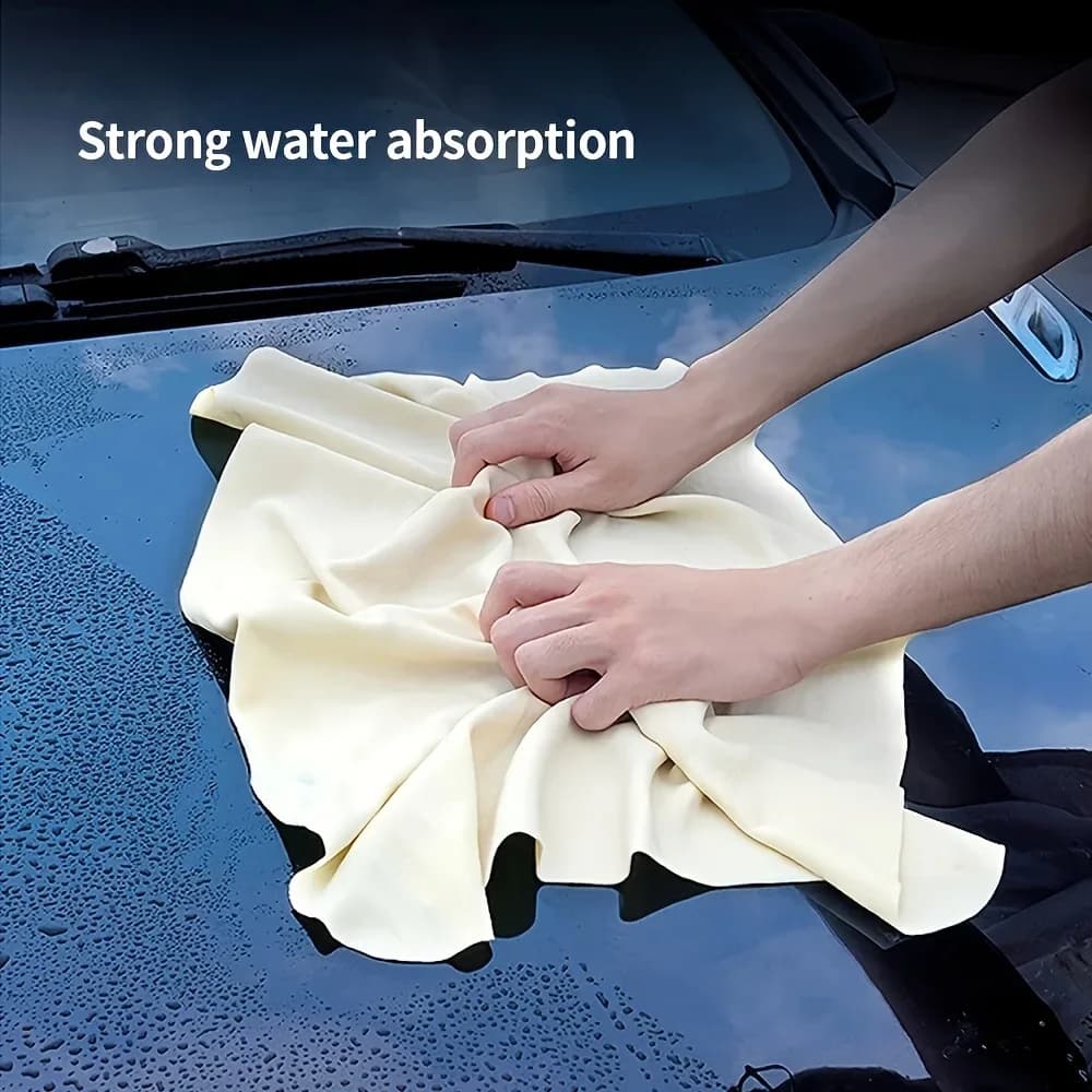 Panno per la pulizia della pelle in camoscio naturale per la cura dell'auto Panno per la pulizia della pelle di pecora genuina Asciugamani ultra assorbenti ad asciugatura rapida in pelle scamosciata per il lavaggio dell'auto