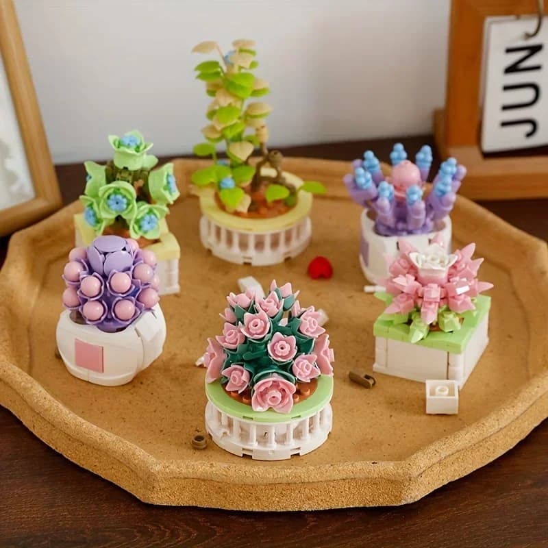 Blocchi da Costruzione DIY per Piante in Vaso, Succulente, Cactus, Gypsophila, Bonsai, Giardini, Set Romantici di Modelli e Kit Giocattolo