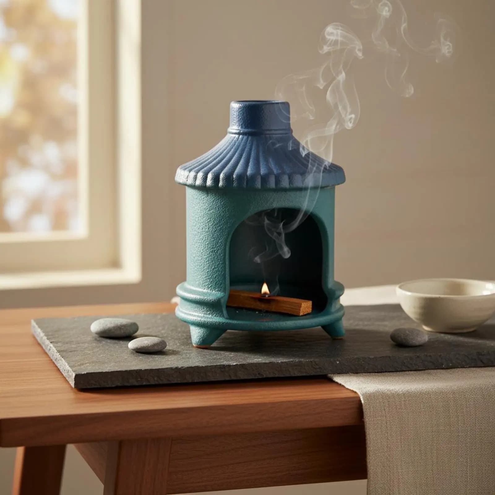 Portacoltello Sacro in Ceramica Resistente al Calore, Bruciatore per Bastoncini di Incenso, Base a Treppiede Stabile, Finitura Smaltata Maculata