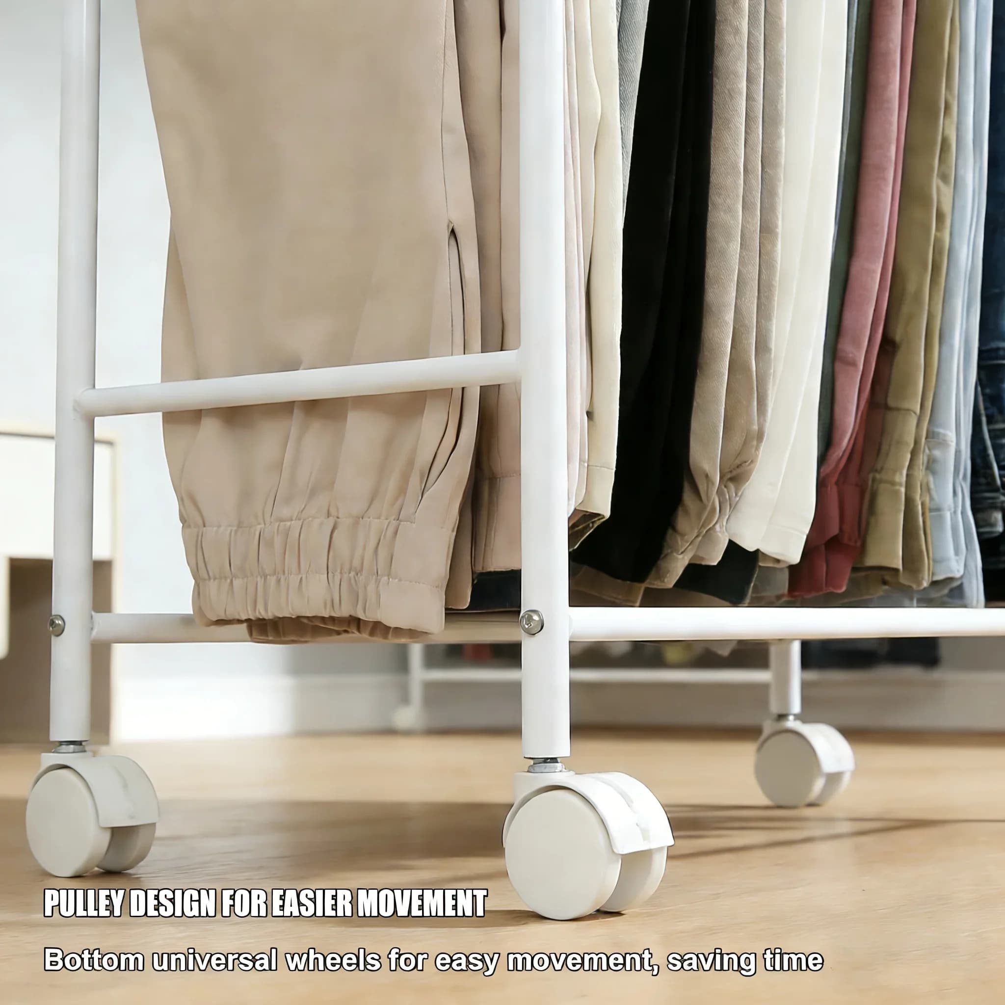 Carrello Portapantaloni Salvaspazio con 18 Ganci, Organizzatore per Armadio per Gonne, Vestiti, Jeans, Pantaloni e Cinture