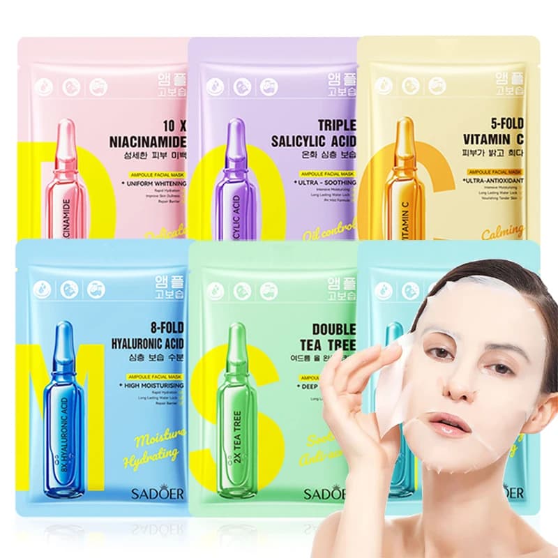 5/10 pcs SADOER Nicotinamide Vitamin C Face mask Hyaluronic Acid Hydrating Face Mask Korean Cosmetics Skin Care