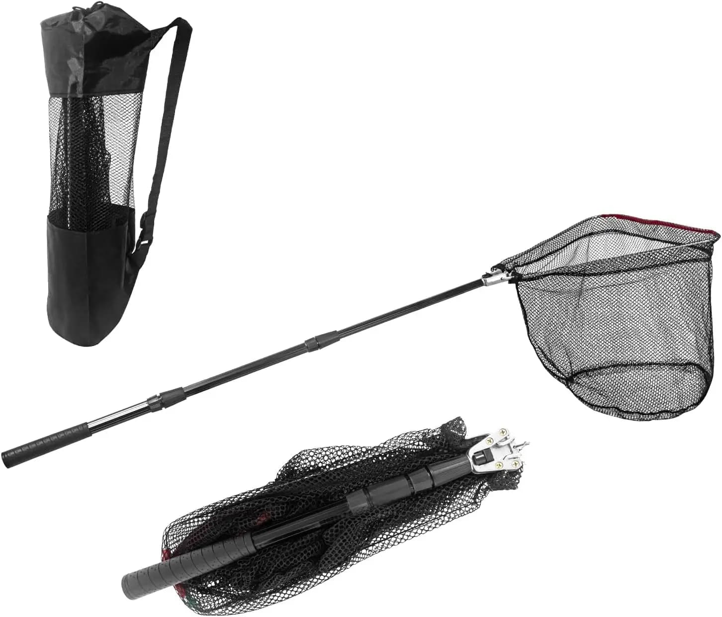 Rete da pesca telescopica con manico e borsa per il trasporto, si estende da 40 a 63 pollici per bambini, uomini e donne