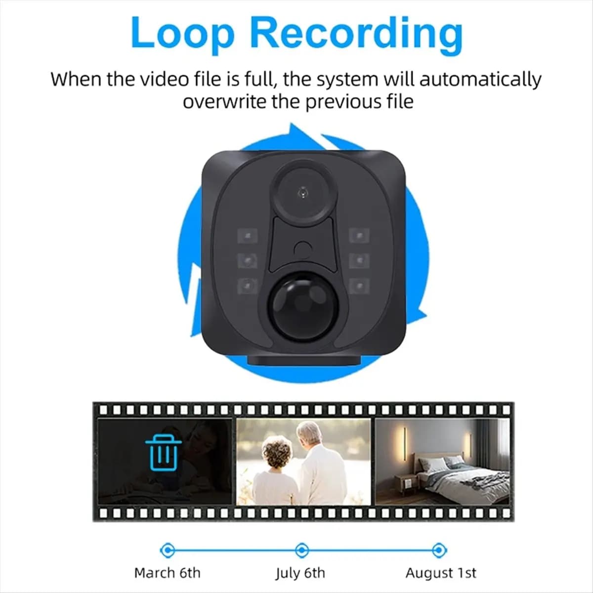 Telecamera di Sicurezza Wireless AS62 WD22 4MP con Allarme PIR, Audio Bidirezionale, Visione Notturna, Mini Telecamere WiFi, Telecamera di Sorveglianza con 90 Giorni di Standby