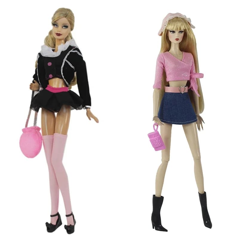 30 centimetri di Modo 1/6 BJD Supermodel Vestiti Arco Magliette e camicette Gonna di Jeans Boot Bag Cappello Set Minigonna Calzini Spice Girl Style Set Dress Up Toy