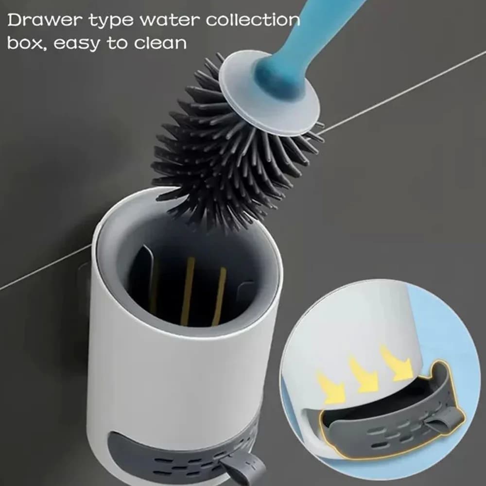 Set porta scopino per WC Scopino per WC in silicone con dispenser con manico ricaricabile Scopino per WC detergente per il bagno