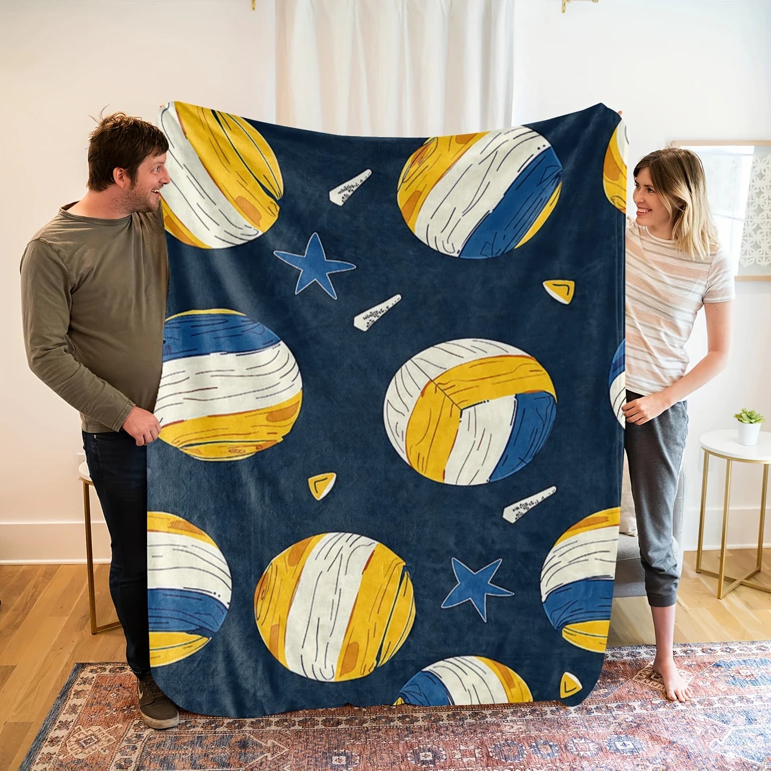 Una comoda coperta in pile con motivo a tema pallavolo da spiaggia, morbida stampa digitale ad alta definizione, per tutte le stagioni, regalo perfetto, morbida,