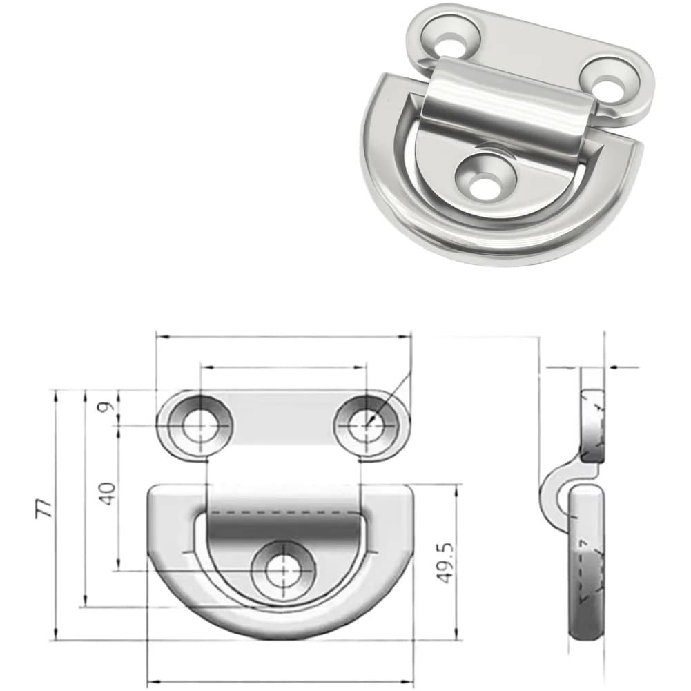 304 316 Stainless Steel D Shaped Handle for Marine Rope Cleat Heavy Duty Yacht Boat Trailer Industrial Mounting