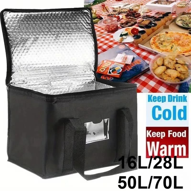 Borsa Termica Riutilizzabile Premium con Rivestimento in Alluminio, Leggera e Portatile con Cerniera, Ideale per Campeggio e Feste