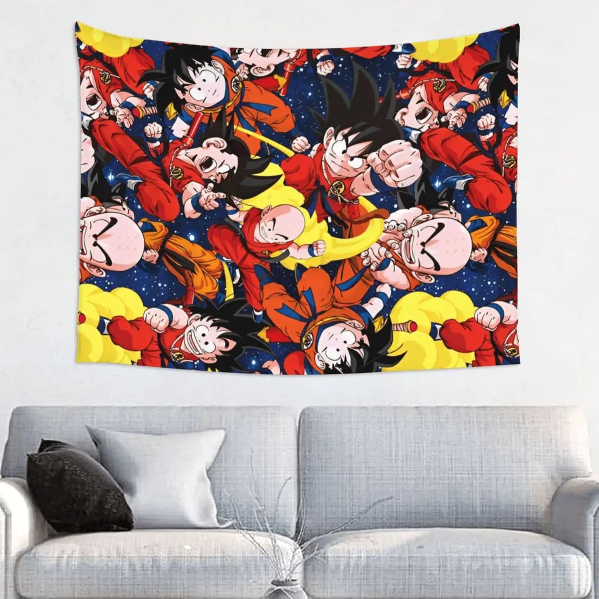 DBZ Goku Pattern Tapestry Wall Hanging Printed Fabric Wall Tapestry DBZ Art Wall Blanket Wall Decor Yoga Mat