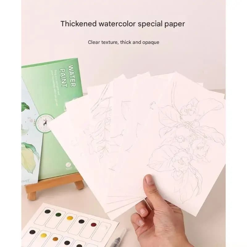 Doodling Sketching Book with 12 Watercolor Paint Water Brush Pen for Painting