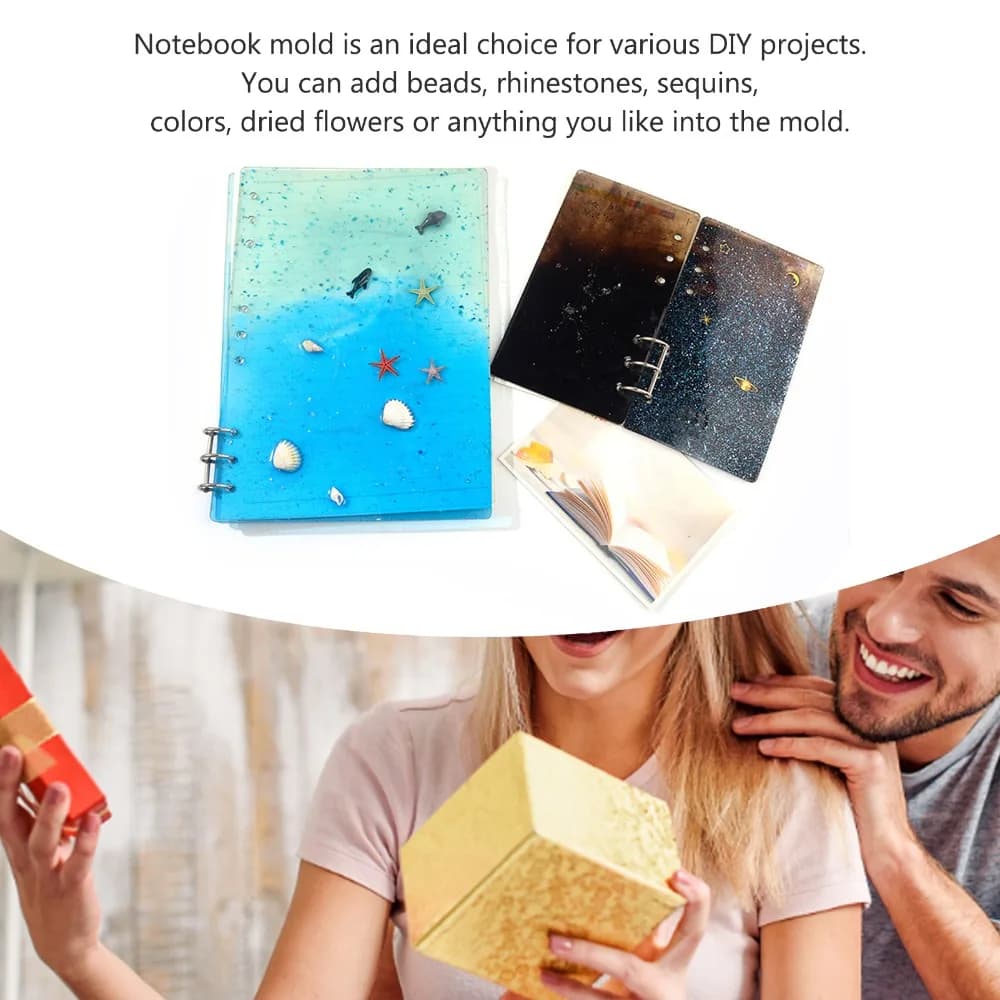 Stampo in Silicone Morbido per Copertina di Quaderno, Facile da Sformare, Stampo in Silicone Fai-da-Te per Quaderno Grigio e Bianco