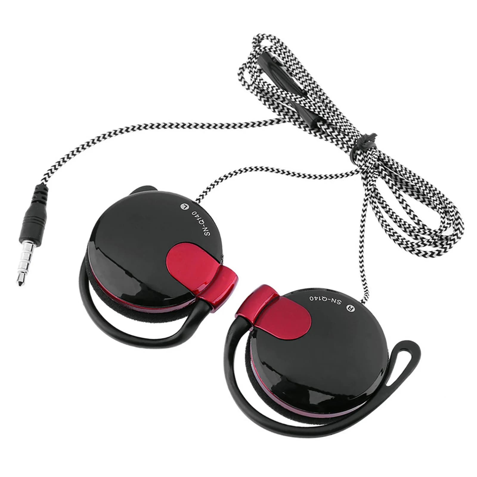 Cuffie da gioco cablate da 3,5 mm Cuffie sportive on-ear Auricolari musicali con gancio per l'orecchio con microfono Controllo in linea per smartphone da tavolo