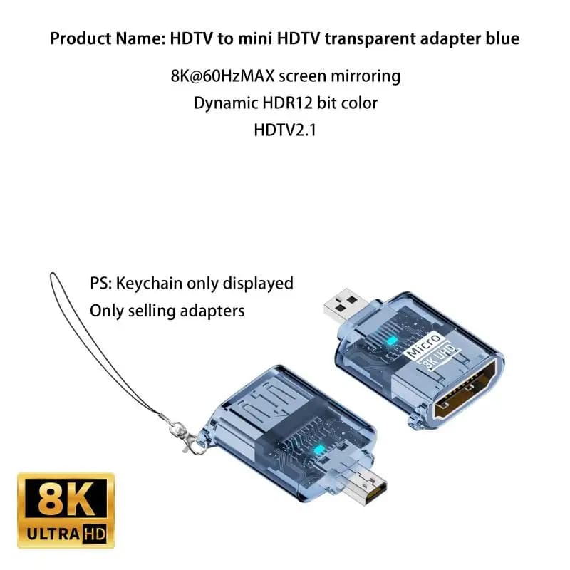 Adattatore Mini HDTV a Micro HDTV 8K@60Hz, Cavo di Prolunga Audio Video da Maschio a Femmina, Convertitore HDR 48Gbps per TV e Proiettore