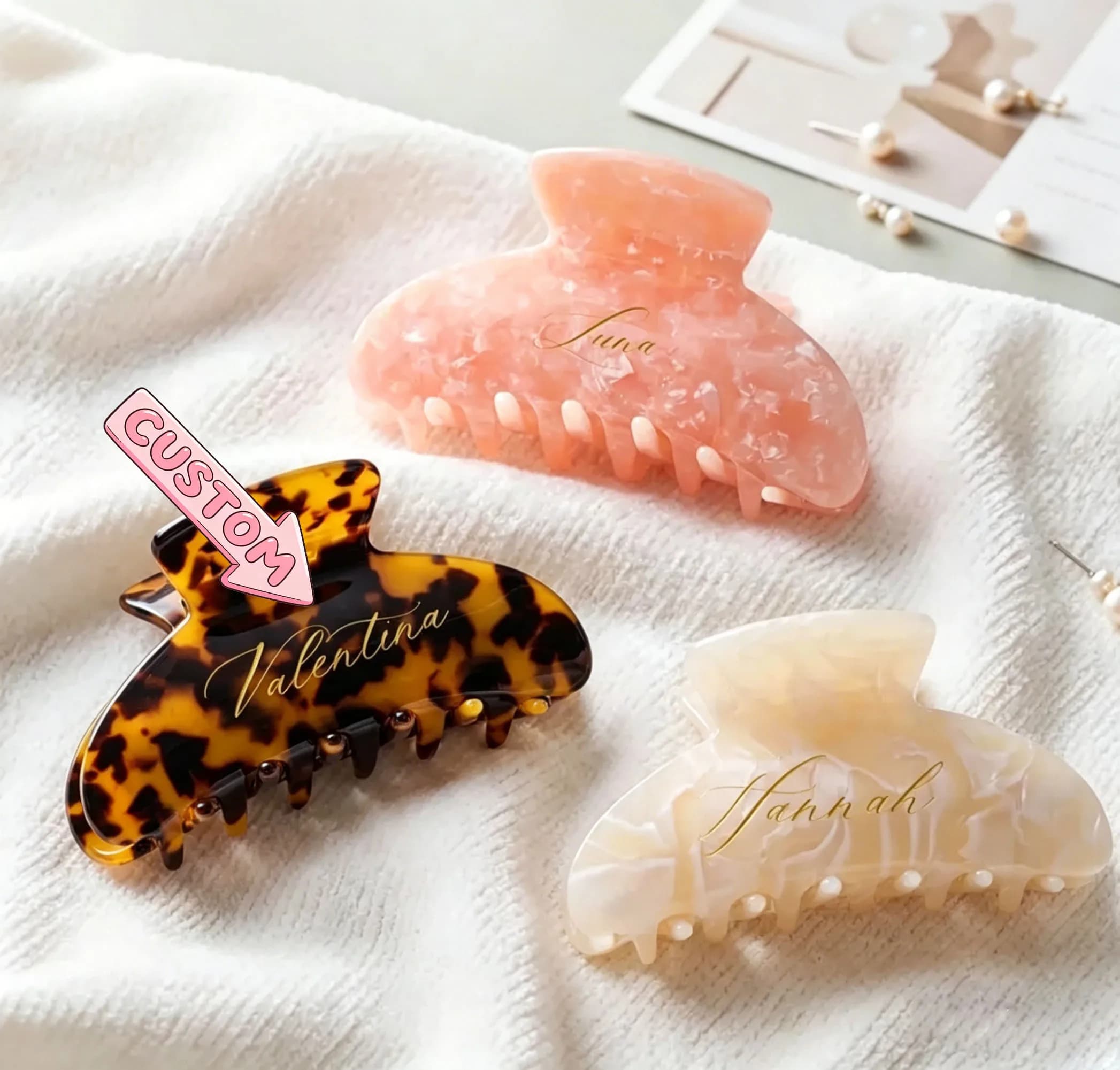 Fermaglio per capelli personalizzato con stampa leopardata, incisione nome personalizzata, accessorio per capelli da sposa con nome personalizzato, regalo per damigella d'onore, bomboniera