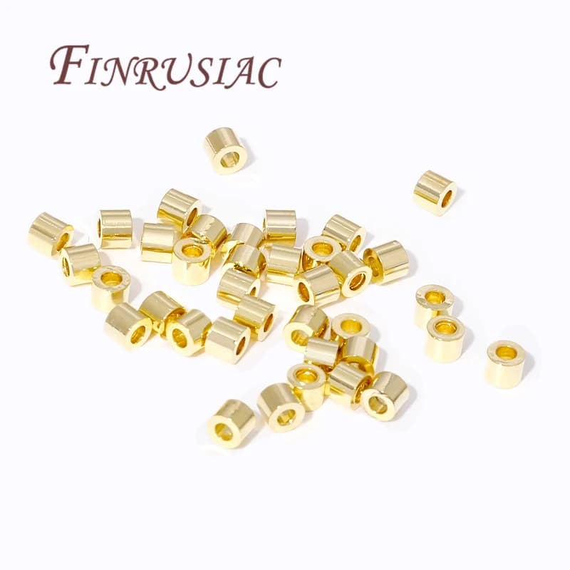 2.5*2mm Tube Beads For Jewelry 18K Gold Plated Metal Beads Separators,Bracelets Beads For DIY Beading Findings