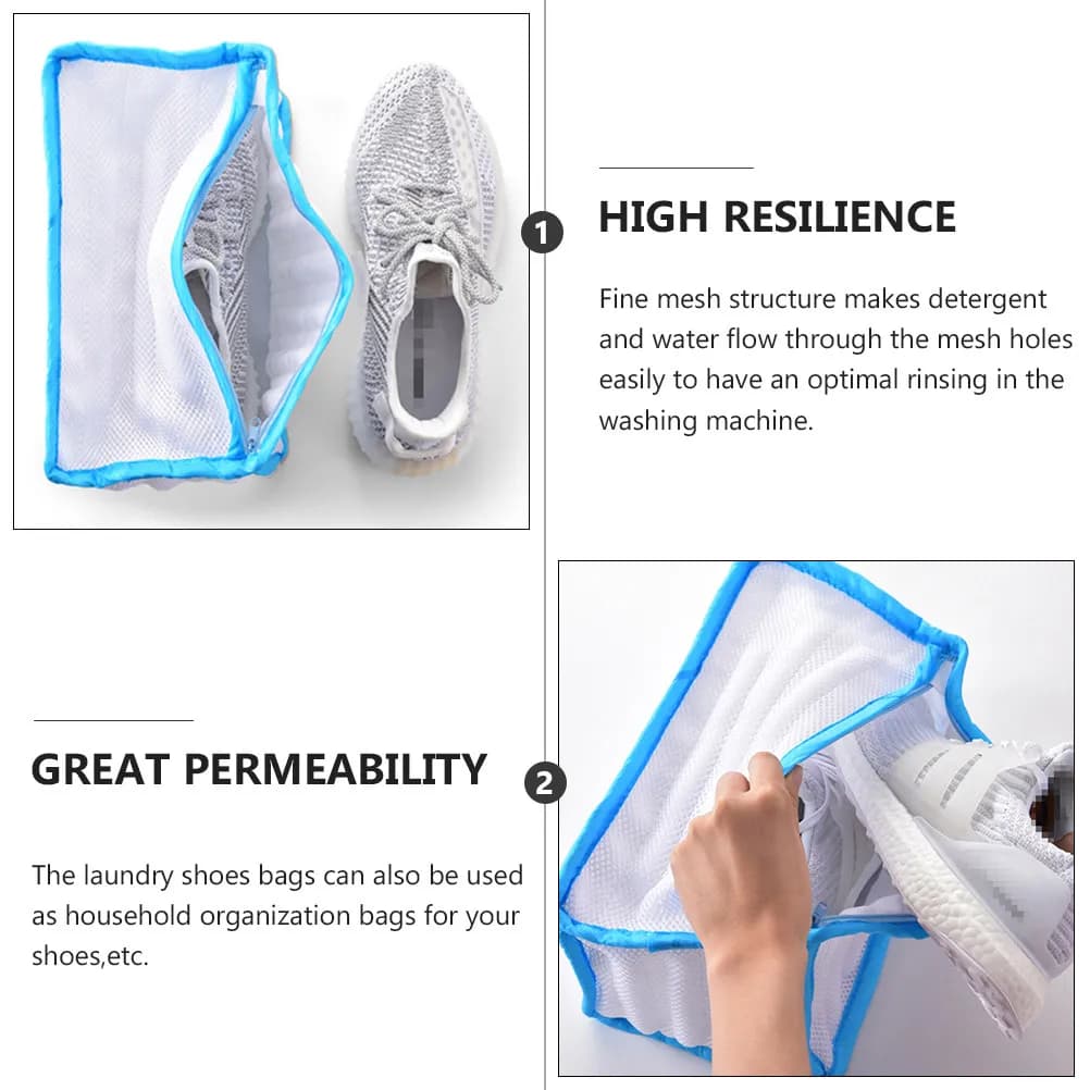 Sacchetto Premium in Poliestere Rinforzato per Lavaggio Scarpe con Cerniera Robusta per Sneakers, Scarpe Casual in Tela, Organizer in Rete per Lavanderia e Viaggi