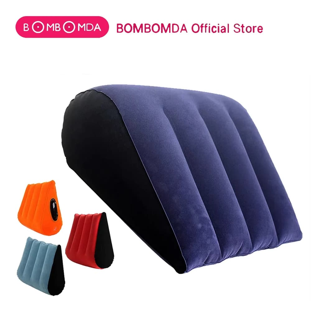Cuscino gonfiabile a cuneo Posizioni d'amore Cuscino di supporto Pieghevole in PVC Floccaggio Cuscino per divano Giochi per adulti Giocattolo del sesso per coppie di donne