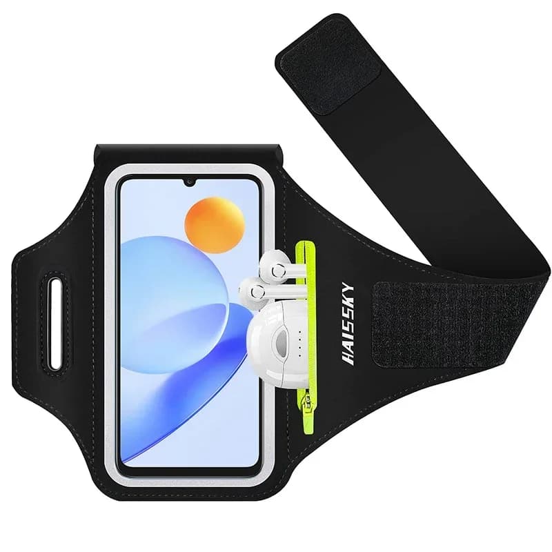 HAISSKY Hinge Pocket Sports Arm Race for iPhone 17 16 15 Pro Max 14 Plus 13 Man Woman Outdoor Touch Screen Belt Arm Bags