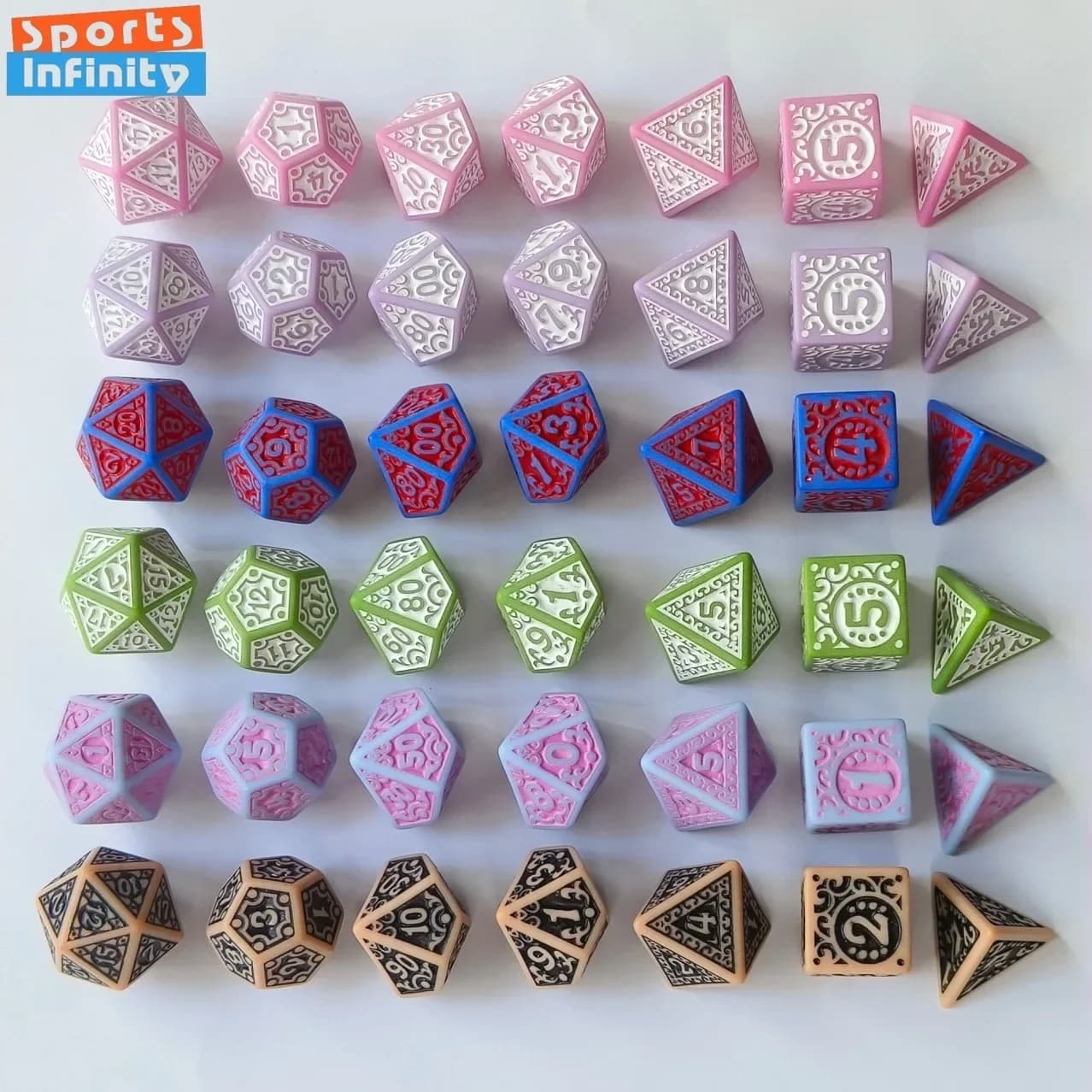 7 pz/set Nuovo Numero Acrilico Cavo Dadi per DND Cthulhu COC TRPG Gioco Da Tavolo Esecuzione di Esquadra Dadi Poliedrici DND Set di Dadi