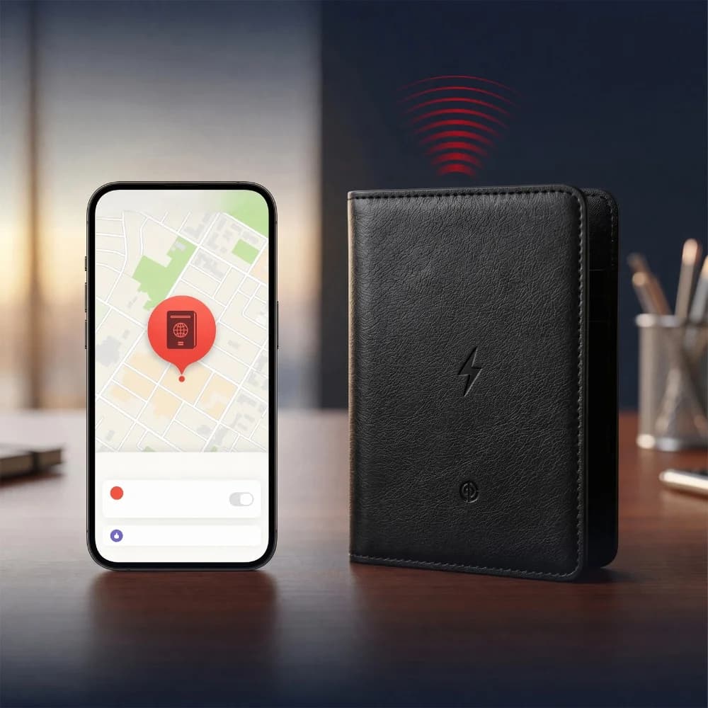 Smart Anti-Lost Passport Cover Location Compatible PU Leather Multi-Card Slot Holder Travel Wallet Wireless Charging for