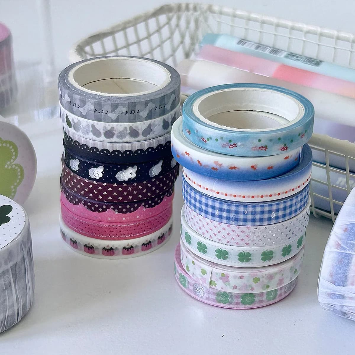 MINKYS 4 pz/set 6MM Diario di Base Nastro Decorativo Confezione Simpatico Cartone Animato Creativo Washi Nastro di Cancelleria Scolastica