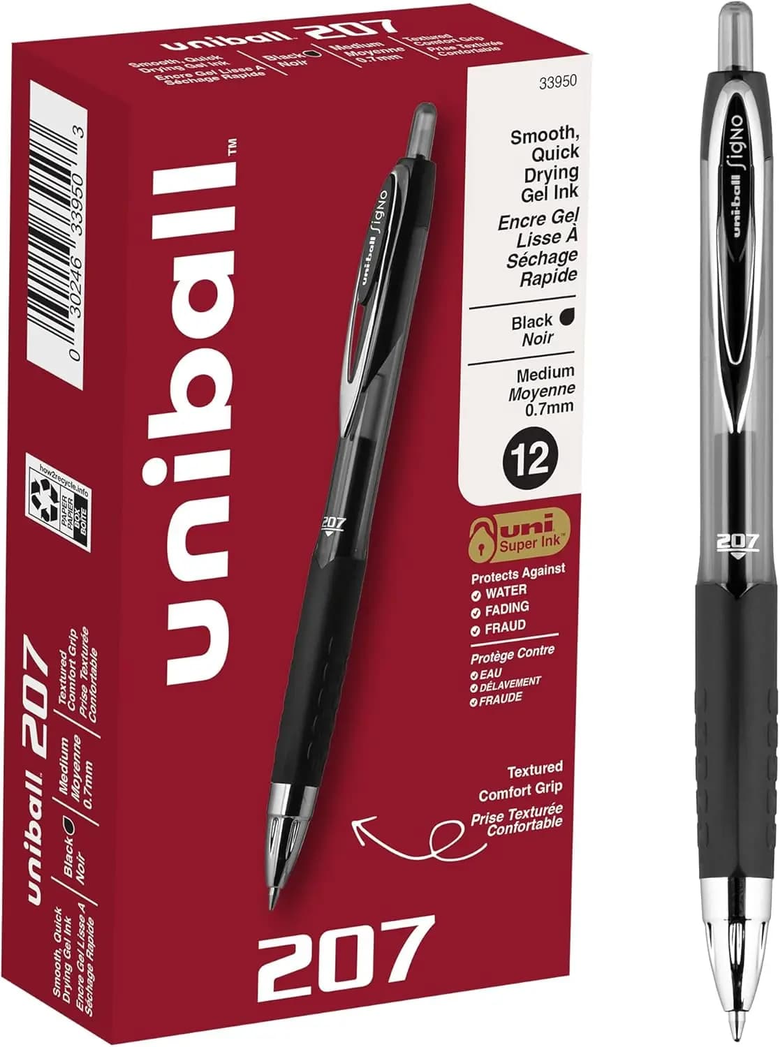 Penne Gel Retrattili Punta Media 0.7mm Nere Confezione da 12 Scrittura Fluida