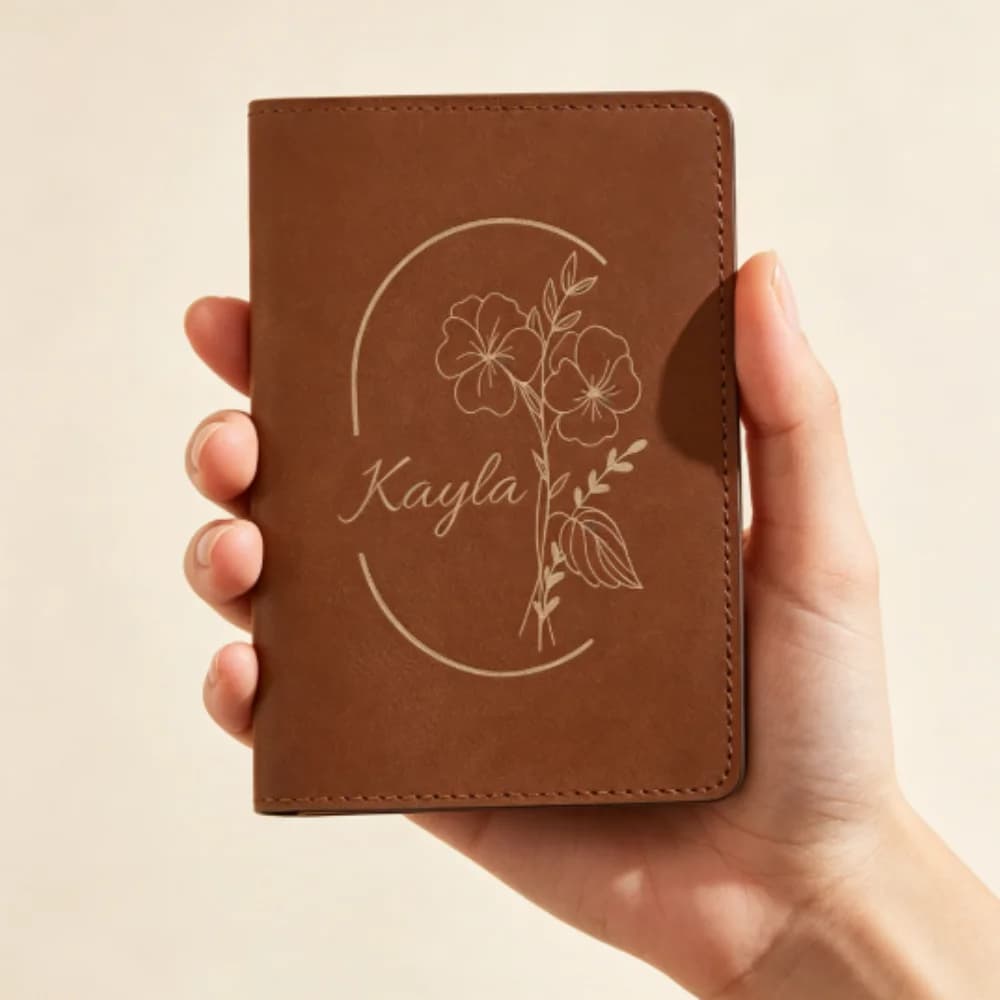 Custom Name Floral Waterproof Passport Holder, Classic Monogram Multi-Function Travel Wallet, Chic Gift For Men Women Travelers