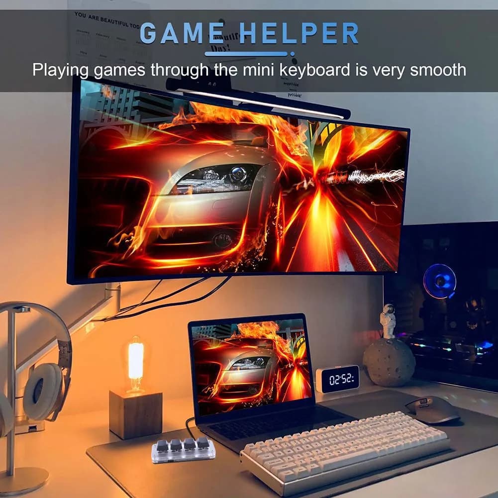 Tastiera Meccanica da Gaming RGB Cablata USB Hotswap con 3 Tasti e 1 Manopola/4 Tasti Programmabili e Macro Personalizzabili