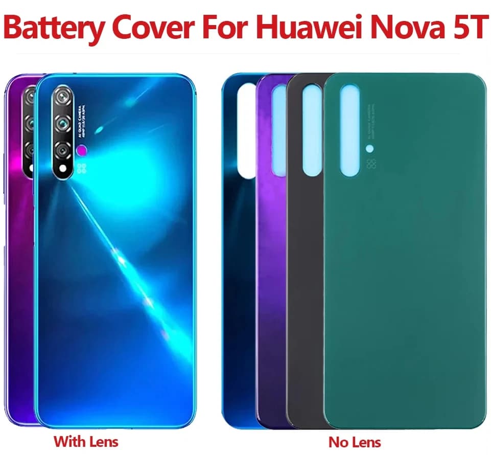 Per Huawei Nova 5t Coperchio Della Batteria Porta Posteriore Custodia Posteriore Del Telefono AL-L21 YAL-L61 Coperchio Della Batteria Con Obiettivo Della Fotocamera