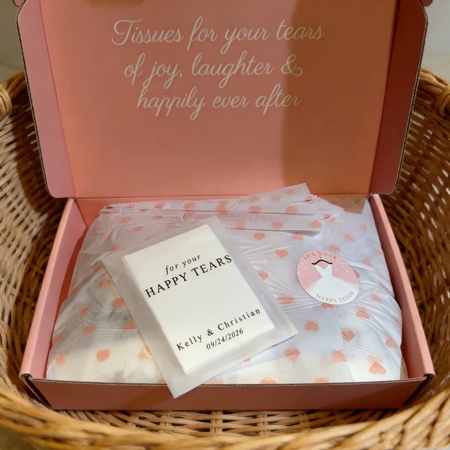 Confezioni di Coriandoli per Matrimonio Personalizzati, Pacchetti di Fazzoletti 'Happy Tears', Bomboniere per Feste