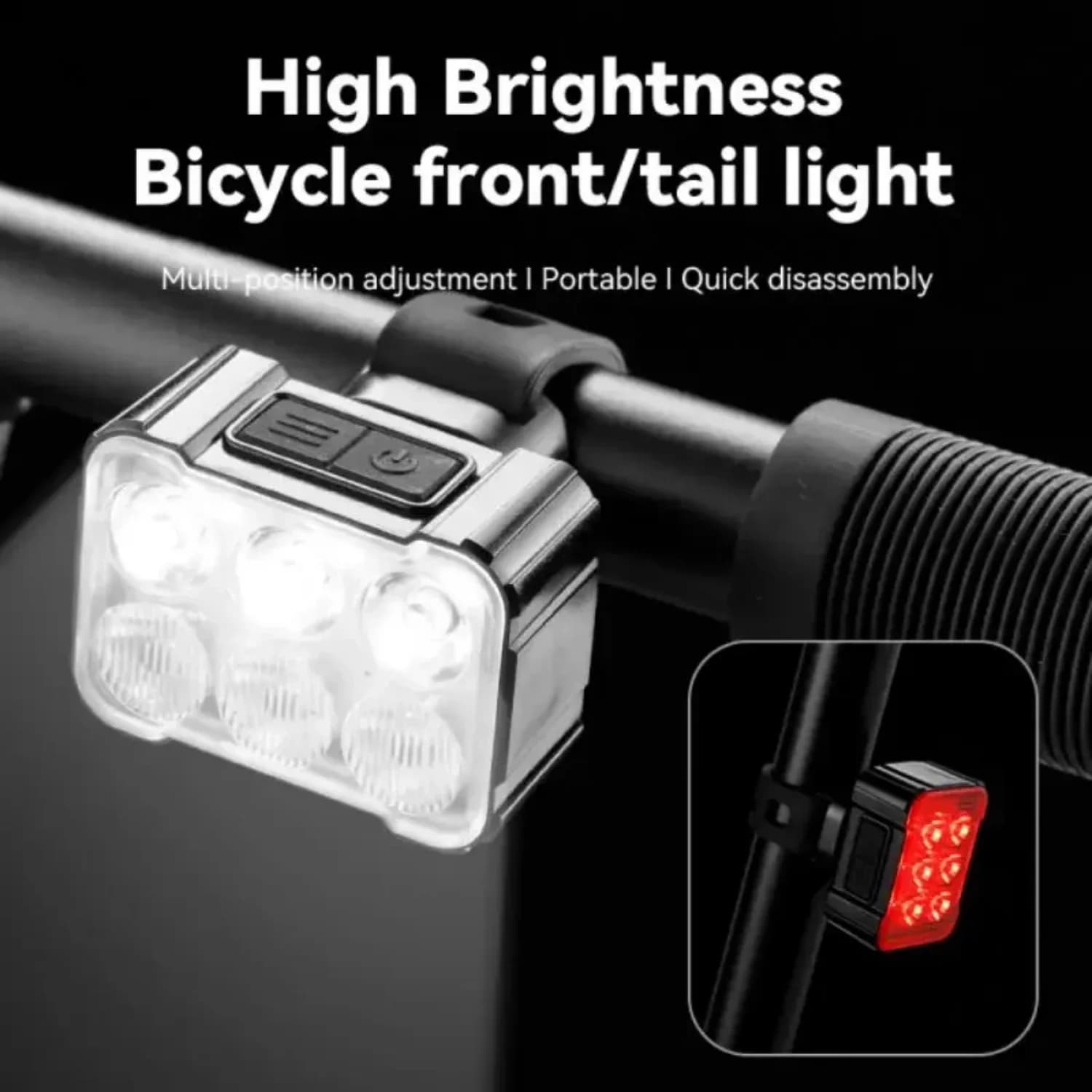 4/6 Lampada perlina Luci per bicicletta Torcia impermeabile anteriore e posteriore Lampada ricaricabile per bici Faro per bici MTB Fanale posteriore