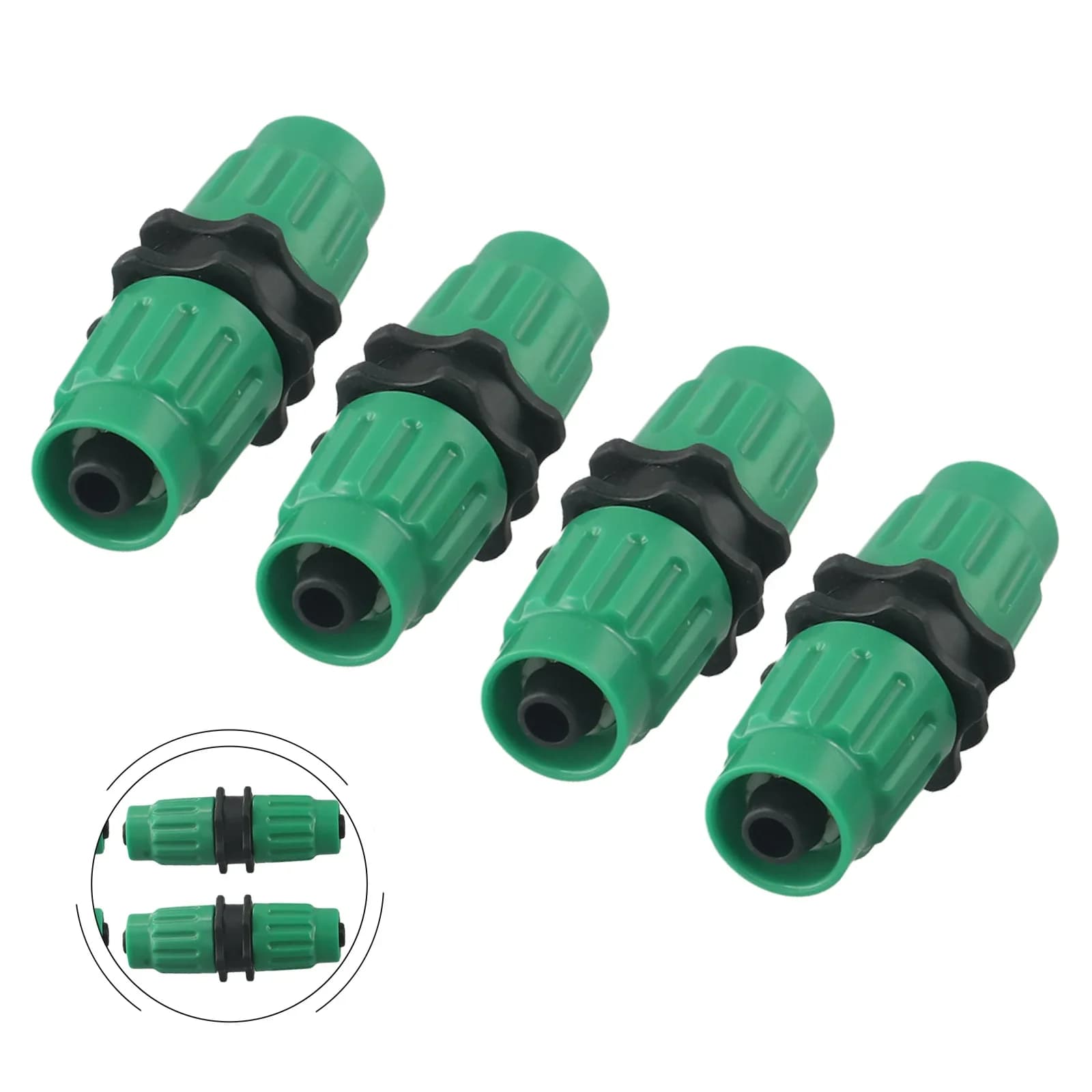 4/10× Kit di riparazione tubo da giardino espandibile in plastica verde Riparazione del tubo da giardino adatto a tutte le dimensioni di 25, 50, 75, 100 piedi //////