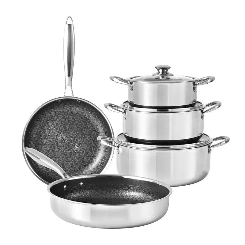 316 Stainless Steel Honeycomb Non-stick Cookware Set Pan Induction Cooker Stove Universal Pan Frying Pan Set