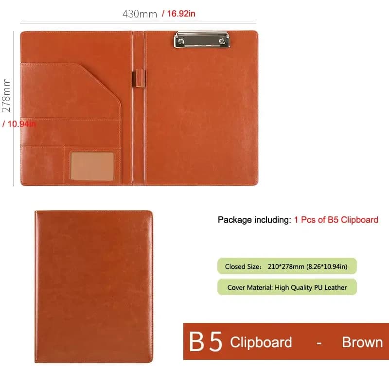 Mini Portadocumenti A5/B5 Marrone con Raccoglitore per Documenti Legali, Organizer per Ufficio, Scuola, Hotel 7 x 10 pollici