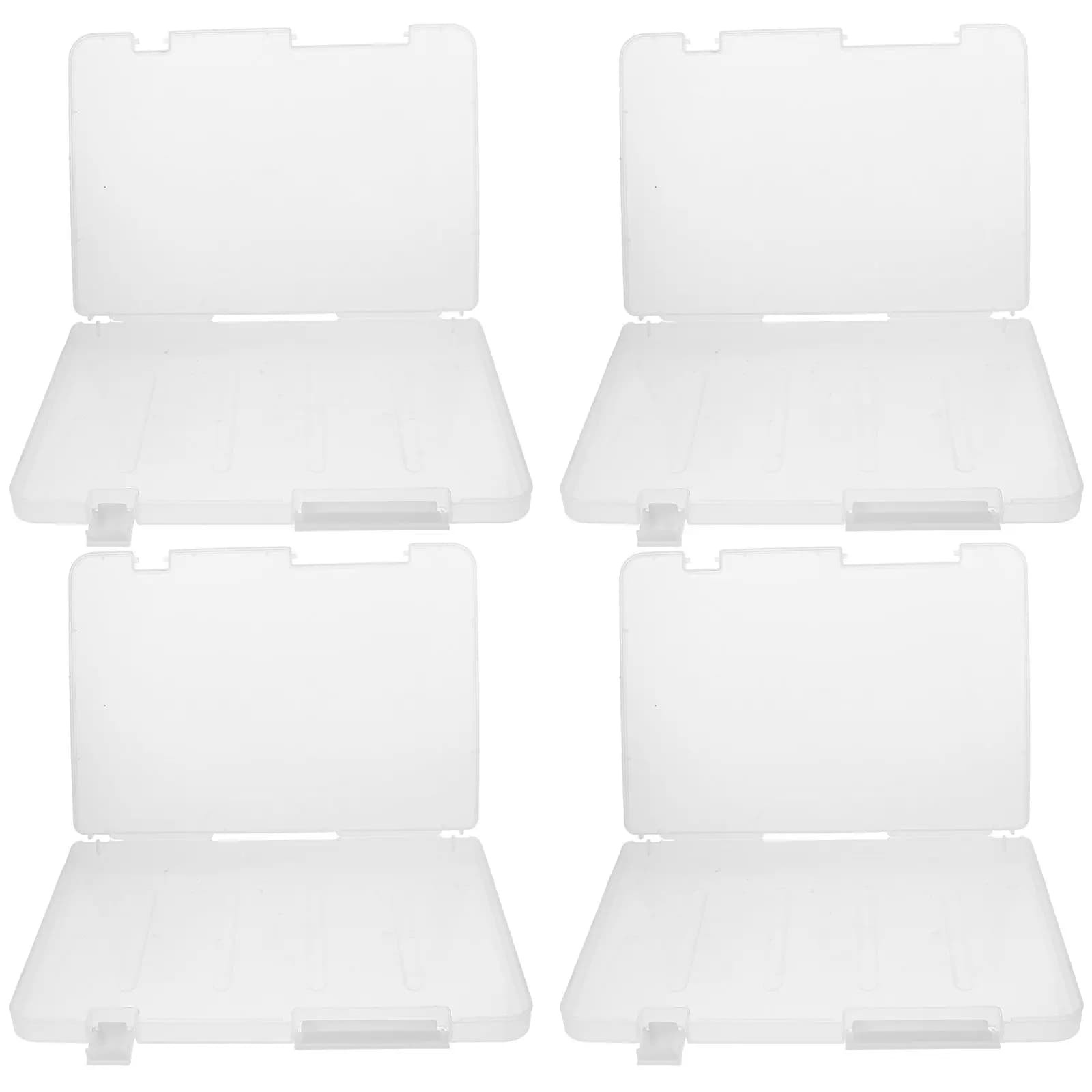 4Pcs Portable A4 Storage Boxes Plastic File Box Organizer Document Holder Scrapbook Paper Storage Case for Office Home