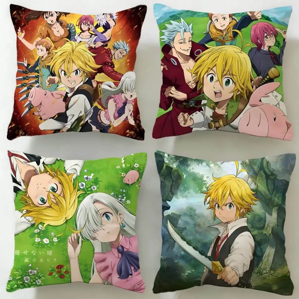 Fodera per cuscino classica dell'anime The Seven Deadly Sins, morbida e facile da lavare – versatile per divano, letto, viaggi e ufficio