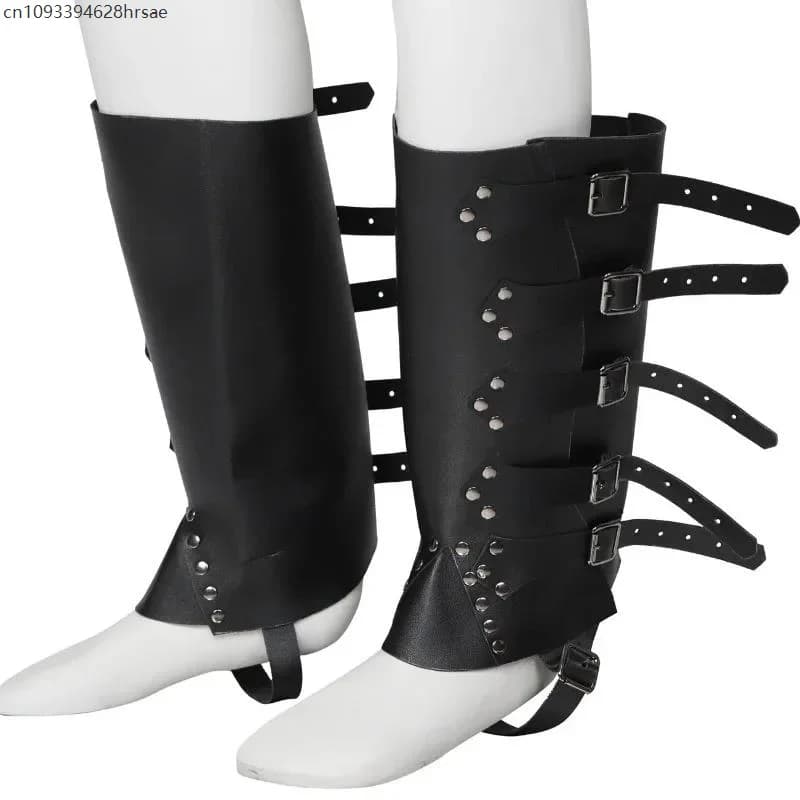 Ghette Medievali in Pelle Multicolore per Adulti, Protezioni per Gambe Steampunk, Copriscarpe da Escursionismo per Uomo e Donna