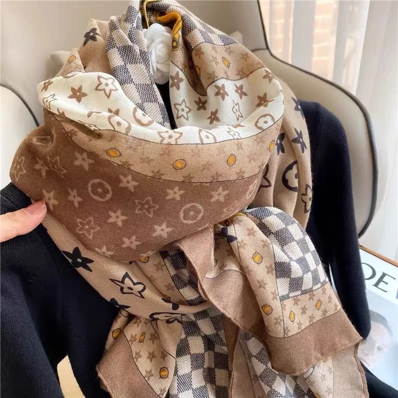 Moda Nuovo 2026 Sciarpa in finto cashmere da donna Inverno caldo fronte-retro Stampa floreale Accogliente scialle Foulard Coperta Sciarpe