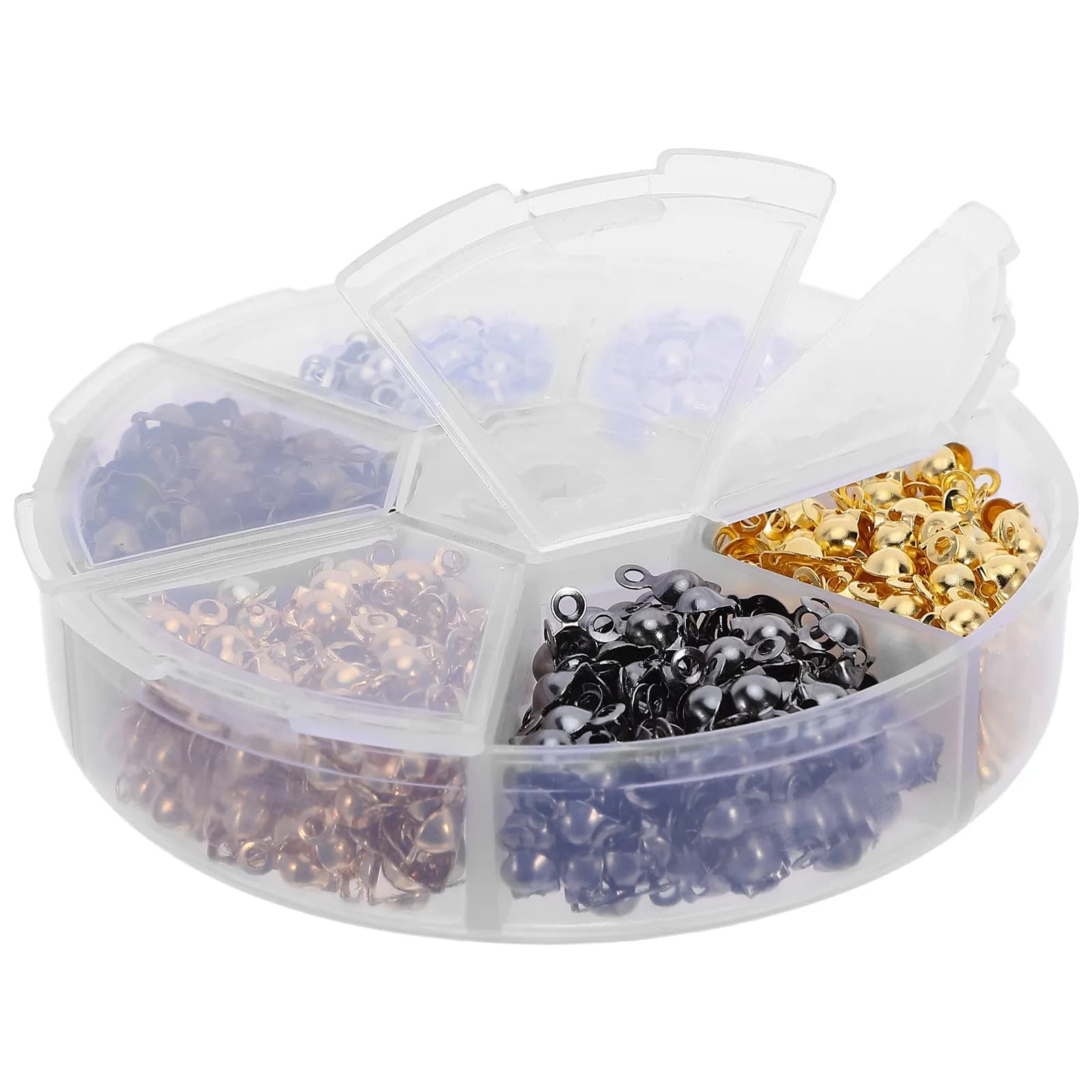 600Pcs DIY Jewelry End Caps Knot Covers Iron Bead Tips Fold-Over Clamshell Metal Crimp Beads Connector End Buckle for Necklace